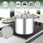 Leonyo 14 Quart Stock Pot with Lid, Stainless Steel StockPot with Lid, Tri-ply - Image 3