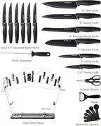 Astercook Knife Set with Block and Sharpener, 22 Piece Kitchen Knife Set - Image 8
