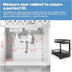 2 Pack 17IN Depth Under Sink Storage Organizer, Large 2-Tier Elegant Mesh Pull - Image 2