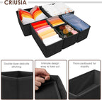 Criusia 6 Pack Clothes Drawer Organizer Dividers, Fabric Foldable Closet - Image 2