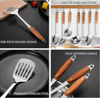 304 Stainless Steel Cooking Utensils Set, Solid Spoon, Skimmer Spoon, Spaghetti - Image 5