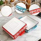 2 Pack Ceramic Baking Dish, 9 x 9 inch Porcelain Square Bakeware - Image 3
