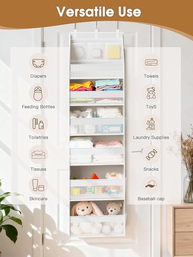 Criusia 2 Pack Over the Door Organizer, Heavy-Duty 6-Shelf Hanging Storage - Image 9