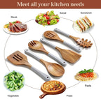 Wooden Spoons For Cooking, 6 Pieces Natural Acacia Wooden Cooking Utensils or - Image 9