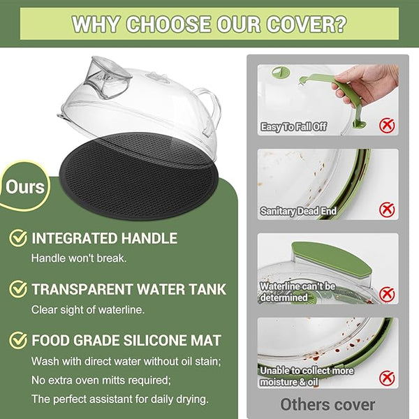 Microwave Splatter Cover for Food, Integrated Handle, Splatter Guard, 10” Plate - Image 2