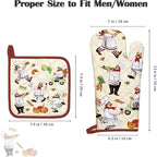 Chef Oven Mitts and Pot Holders Sets 4Pcs, 100% Cotton Heat Resistant, Extra - Image 4