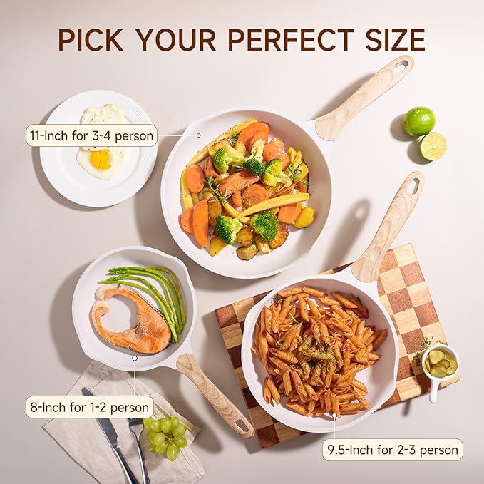 JEETEE 9.5 Inch Nonstick Frying Pan Stone Coating Cookware, Nonstick Omelette - Image 4