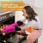 Silicone Oven Mitts and Pot Holders Set, MTZRFLL Extra Long Heat Resistant Oven - Image 4
