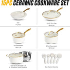 Gotham Steel 15 Pc Ceramic Cookware Set, Ceramic Pots and Pans Set Non Stick - Image 2