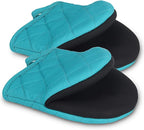 Short Oven Mitts, Heat Resistant 500°F, Silicone Grip Kitchen Gloves, Non-Slip by GOLDMEET