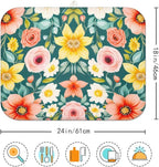 Large Blue Floral Spring Dish Drying Mat - Image 7