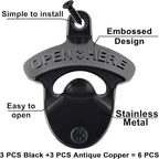 Rustic Wall Mount Bottle Cap Opener Antique Copper Stainless Table Mounted Beer - Image 2