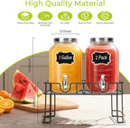 DHSBTLS 1 Gallon Glass Drink Dispensers, 2 Pack Clear Beverage Dispenser - Image 3