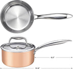 1-Quart Saucepan with Lid, Tri-Ply Stainless Steel Pot with Stay-Cool Handle & - Image 2