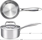 1-Quart Saucepan with Lid, Tri-Ply Stainless Steel Pot with Stay-Cool Handle & - Image 2