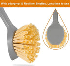 2 Pack Dish Brushes with Bamboo Handle, Kitchen Dish Scrubber Built-in Scraper - Image 6