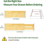 VaeFae 3 Pack Bamboo Drawer Dividers, Expandable Separators - Image 3