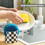 Zoeeker Checkered Kitchen Sink Sponge Holder, Dish Sponge Rack Ceramic Brush - Image 6