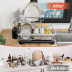 2-Tier Dish Drying Rack for Kitchen Counter, 304 Stainless Steel - Image 6