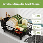 Dish Drainer Rack with Drip Tray, Sink Dish Drainer with Drainage Spout - Image 5