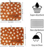 Hello Fall Drying Mat for Kitchen Counter Autumn Orange Pumpkin Dry Dish Mat - Image 2