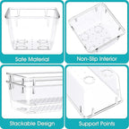 StorMiracle 33 PCS Clear Plastic Drawer Organizers Set, 4 Size Desk Drawer - Image 3