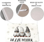 Winter Gnome Dish Drying Mat for Kitchen Counter 18x24 Christmas Snowflakes - Image 3