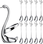 AnSaw Silver Small Coffee Spoon Holder Set, Swan Base by AnSaw