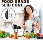 3 Pcs Silicone Cooking Spoon Set, Kitchen Utensils Include Solid & Slotted Spoon - Image 5