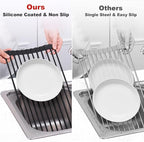MERRYBOX Roll Up Over The Sink Dish Drying Rack Silicone Wrapped Foldable - Image 7