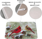 Winter Dish Drying Mat for Kitchen Counter 16x18 Inch Christmas Red Birds - Image 3