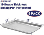 BIEAMA 6 Pack Half Size 18" x 13" Aluminum Baking Sheet Pan Perforated - Image 2