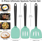 Coukre 3 Pack Silicone Spatula Set, High Heat Resistant, Fish Spatula, Solid & - Image 2