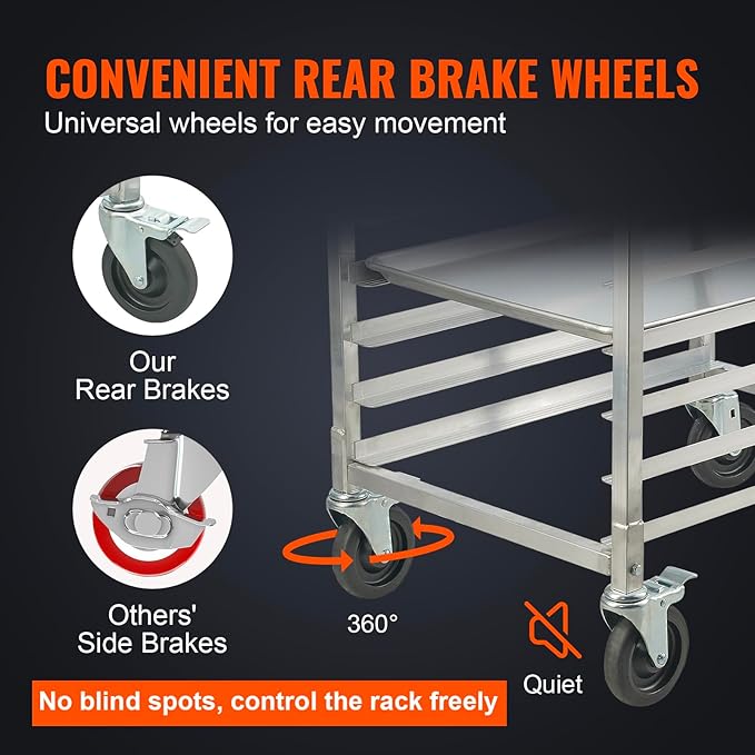 VEVOR 10-Tier Bun Pan Rack, Aluminum Racking Trolley Storage - Image 4