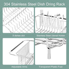 JAQ Over Sink Dish Drying Rack for Medium to Large Sink, Expandable 15.08"–22.4" - Image 7