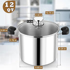 12 Quart 3-Ply Cooking Stock Pot - Image 2