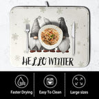 Winter Gnome Dish Drying Mat for Kitchen Counter 18x24 Christmas Snowflakes - Image 4