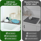 Oxydrily Stone Dish Drying Mat for Kitchen Counter, Large Dark Gray Foldable - Image 6