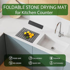 Oxydrily Stone Dish Drying Mat for Kitchen Counter, Large Dark Gray Foldable - Image 8