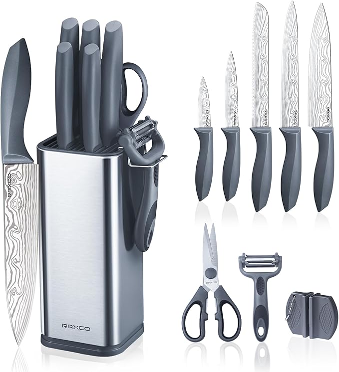 RAXCO 10-Piece Kitchen Knife Set | Stainless Steel Holder | Compact Design by RAXCO