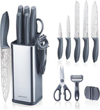 RAXCO 10-Piece Kitchen Knife Set | Stainless Steel Holder | Compact Design by RAXCO