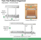 Pull out Cabinet Organizer, 2 Tiers 15"W X 21"D, Heavy Duty Smooth Sliding - Image 4