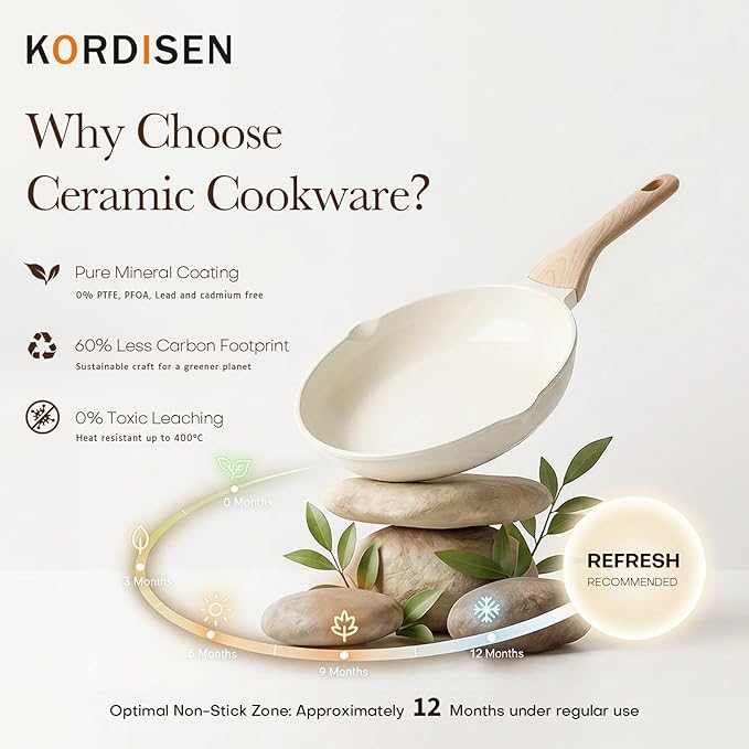 Kordisen Ceramic Non Stick Frying Pans Skillet, 8 Inch Ceramic Small Egg Pan - Image 3