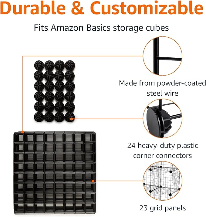 Amazon Basics 6-Cube Wire Grid Stackable Storage Organizer, Metal Shelving Unit - Image 3