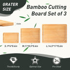 Bamboo Cutting Board Set Non Slip Feet - Image 2