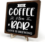 Coffee Bar Decor Sign, Rustic Wooden Plaque by DMADNF