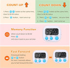 12 Pack Digital Kitchen Timers for Cooking, Small Magnetic Countdown Classroom - Image 6