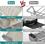 Buruis Dish Drying Rack for Kitchen Countertop, Large Capacity Gold Stainless - Image 5