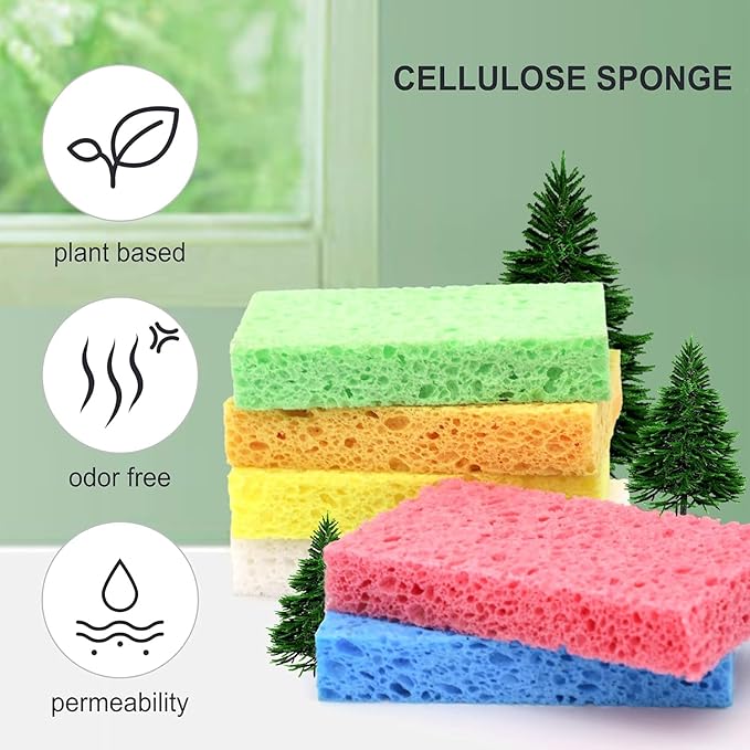 Kitchen Sponges, Heavy Duty Scrub Kitchen Sponge, Clean Tough Messes Without - Image 5