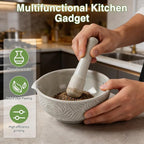 Ceramic Grater Bowl with Herb Stripper, 3 in 1 Handmade Ginger Grater Bowl - Image 2